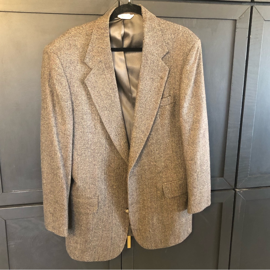 Vintage Herring Bone Tweed Brown Sportscoat Sz 41r